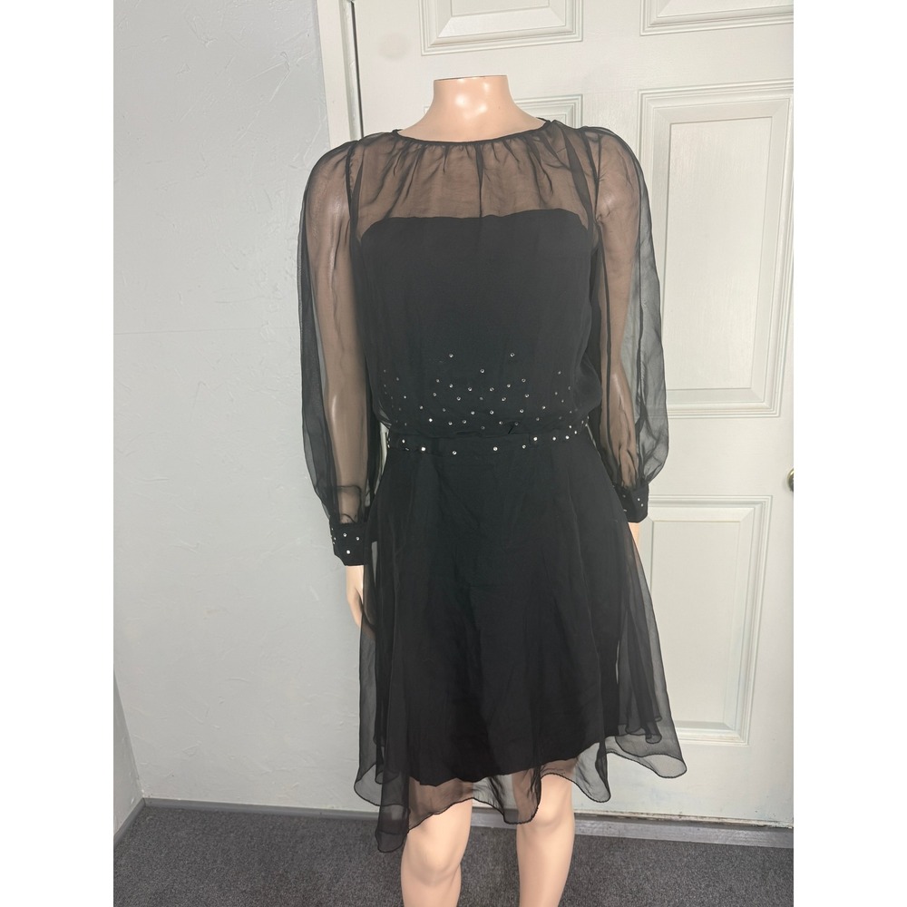 Vintage 70s 60s Jean of California Dress Party Sheer Formal Evening W18